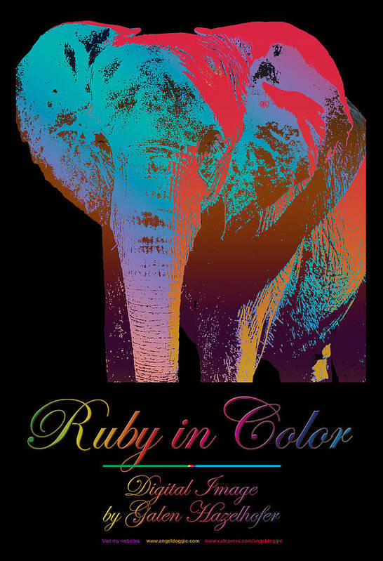 Elephant Art Print featuring the digital art Ruby in Color by Galen Hazelhofer