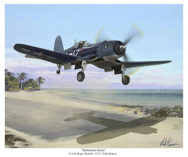 Airplane Art Print featuring the painting Corsair Takeoff VF-17 Jolly Rogers by Mark Karvon