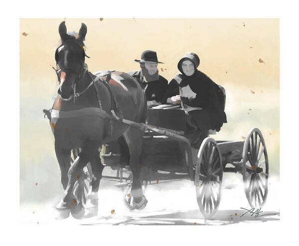 Mennonite Art Print featuring the painting Country Ride by Bob Salo
