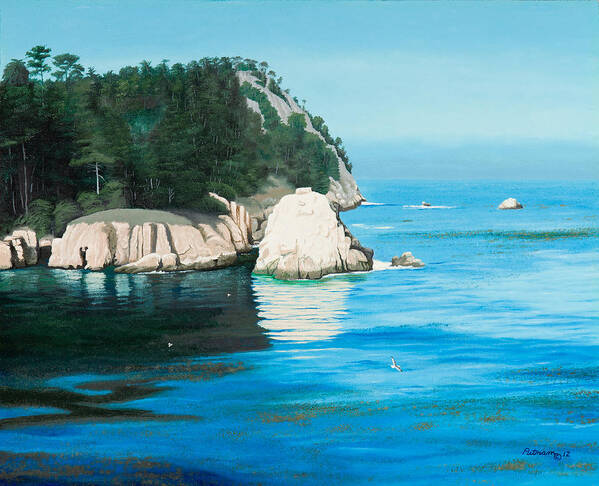 Point Lobos Art Print featuring the painting Morning at Point Lobos #2 by Michael Putnam
