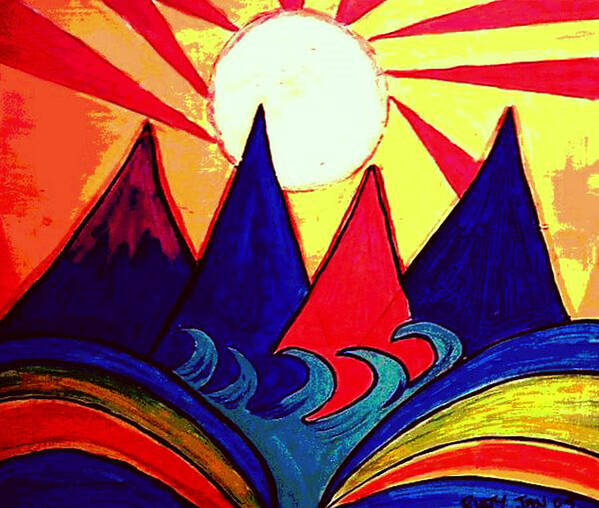 Japan Art Print featuring the painting Japanese Sunrise by Rusty Gladdish