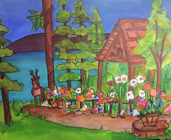 Landscape Painted From A Watercolor I Art Print featuring the painting Lake Tahoe by Michelle Gonzalez