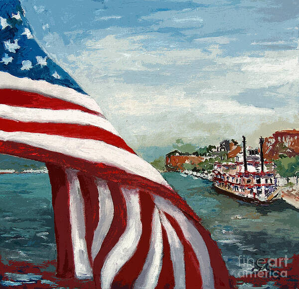 Flag Art Print featuring the painting Savannah River Queen by Ginette Callaway