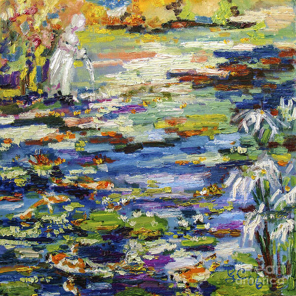 Impressionism Art Print featuring the painting By the Lily Pond by Ginette Callaway