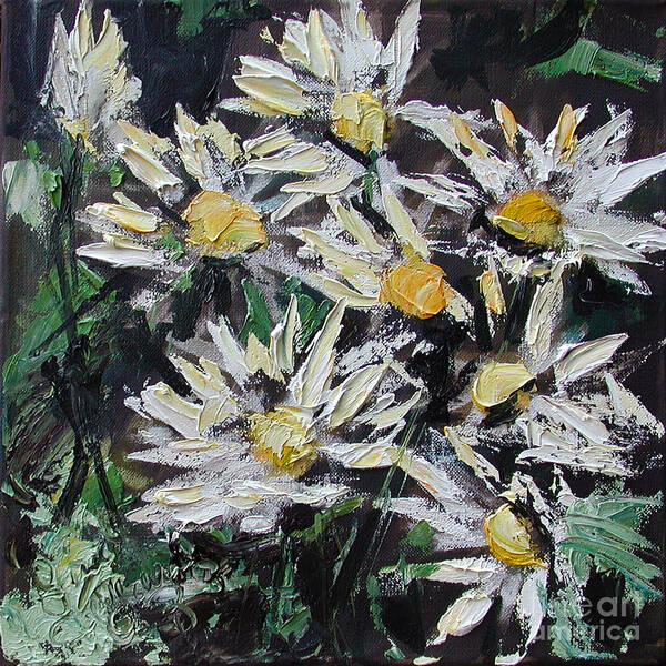 Daisies Art Print featuring the painting Daisies Oil Painting by Ginette Callaway