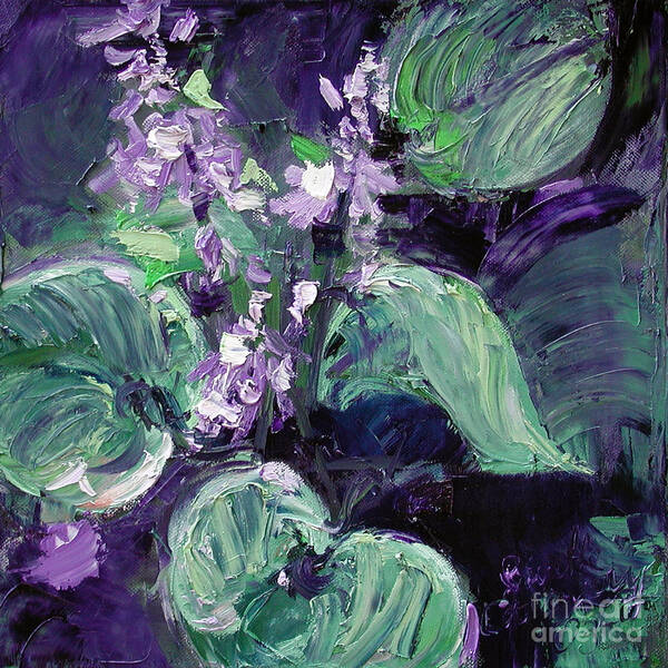 Hostas Art Print featuring the painting Modern Abstract Hostas by Ginette Callaway