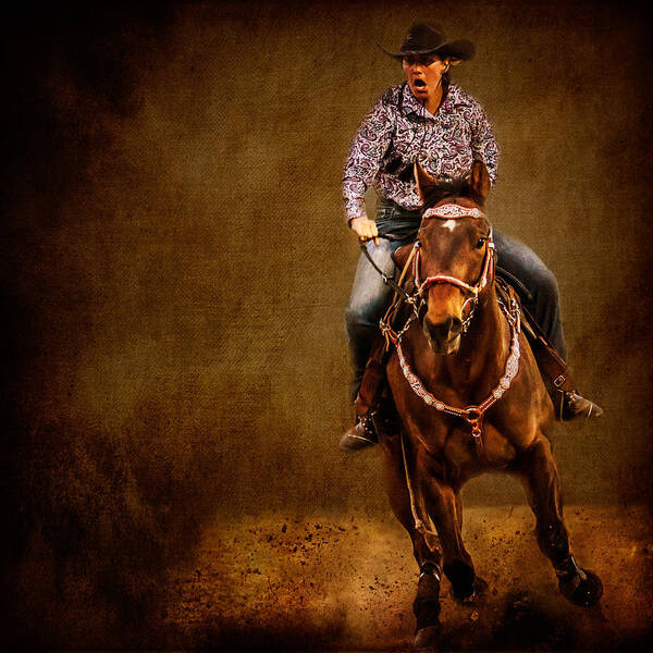 Female Barrel Racer Art Print featuring the photograph Racing to Win by Eleanor Abramson