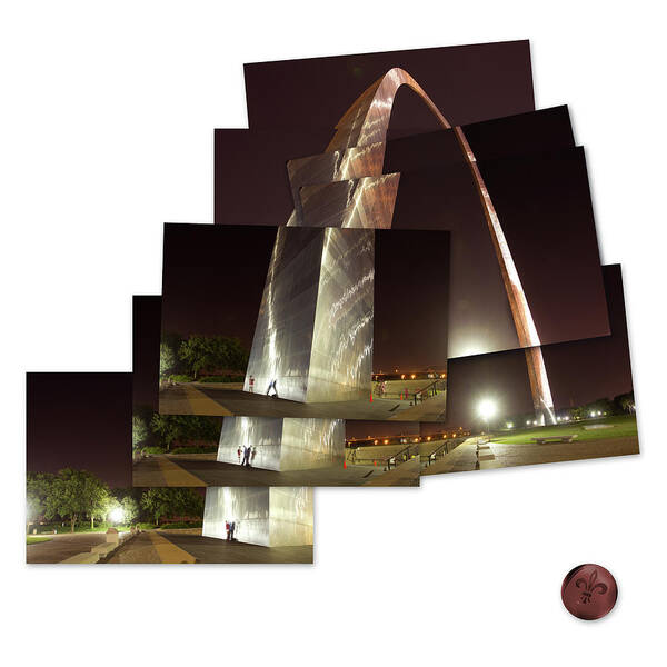 Arch Art Print featuring the photograph Collage of Gateway Arch at night by Garry McMichael