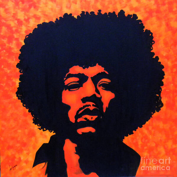 Guitar Art Print featuring the painting Jimi by Joyce Hayes