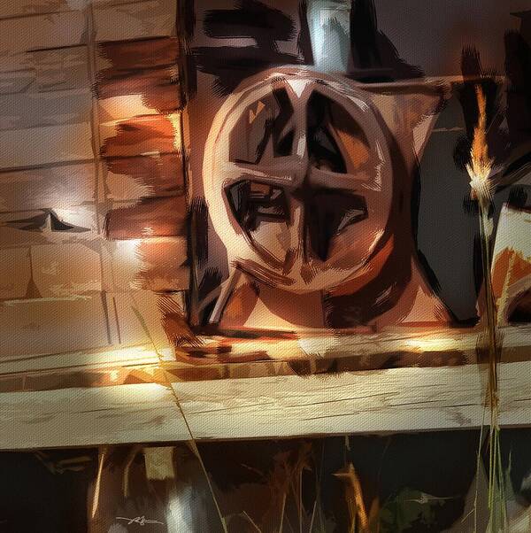 Old Mill Art Print featuring the painting Old Grinding Wheel by Bob Salo