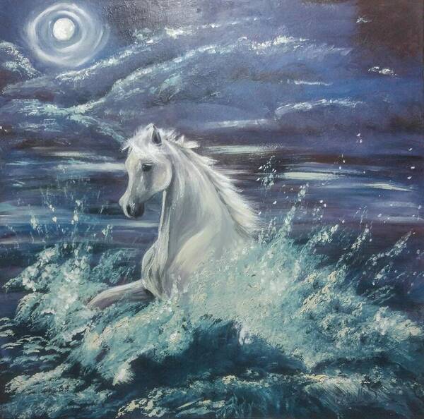 Surf Art Print featuring the painting White Spirit by Abbie Shores