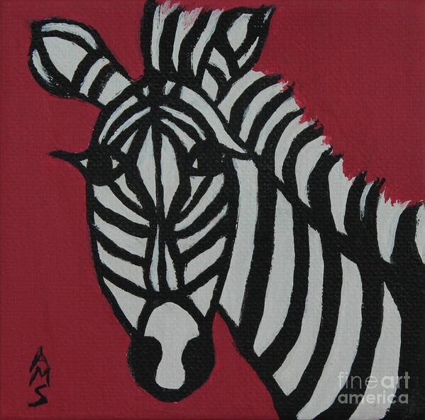 Black Art Print featuring the painting Zena Zebra by Annette M Stevenson