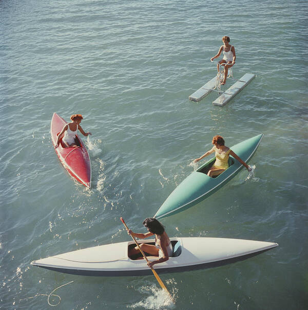 Pedal Boat Art Print featuring the photograph Lake Tahoe Trip by Slim Aarons