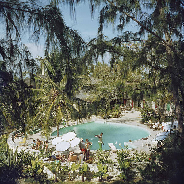 Swimming Pool Art Print featuring the photograph Eleuthera Pool Party by Slim Aarons