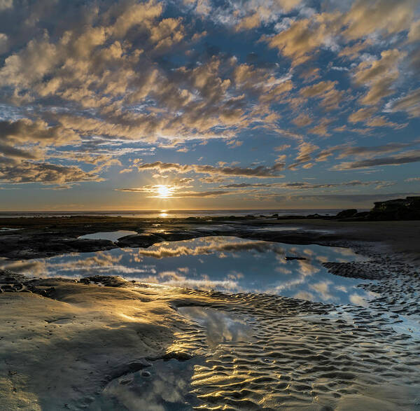 Ocean Art Print featuring the photograph Encinitas Sunset Square Format by Larry Marshall