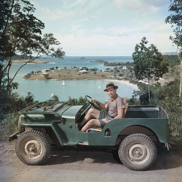 People Art Print featuring the photograph In A Jeep by Slim Aarons