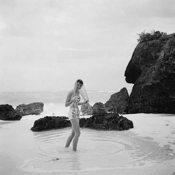 People Art Print featuring the photograph Long Bay Beach by Slim Aarons