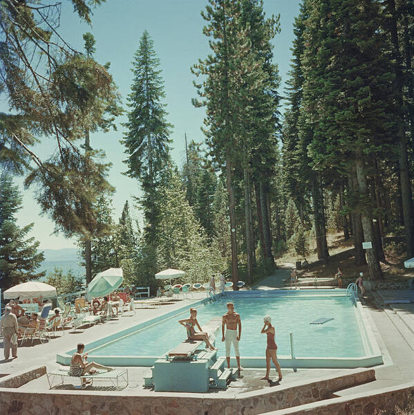 People Art Print featuring the photograph Pool At Lake Tahoe by Slim Aarons