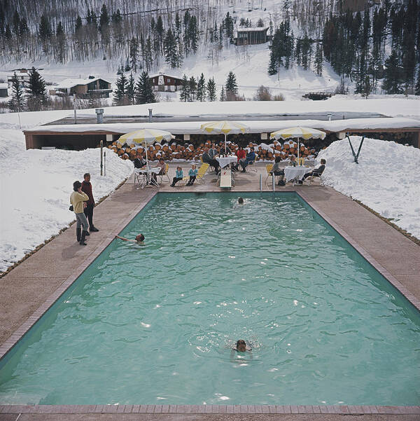 Child Art Print featuring the photograph Snow Round The Pool by Slim Aarons
