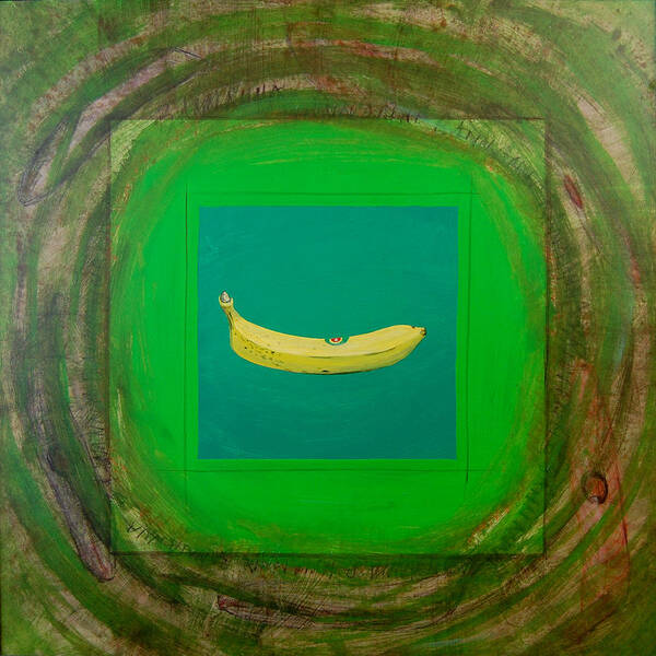 Floating Art Print featuring the painting Banana Icon by Tim Murphy