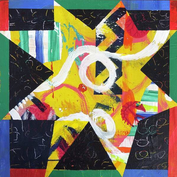 Star Art Print featuring the painting Dancing Yellow Star by Cyndie Katz