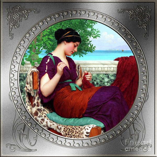 Far Away Thoughts Art Print featuring the painting Far Away Thoughts c1911 by John William Godward Fine Art Xzendor7 Old Masters Reproductions by Rolando Burbon