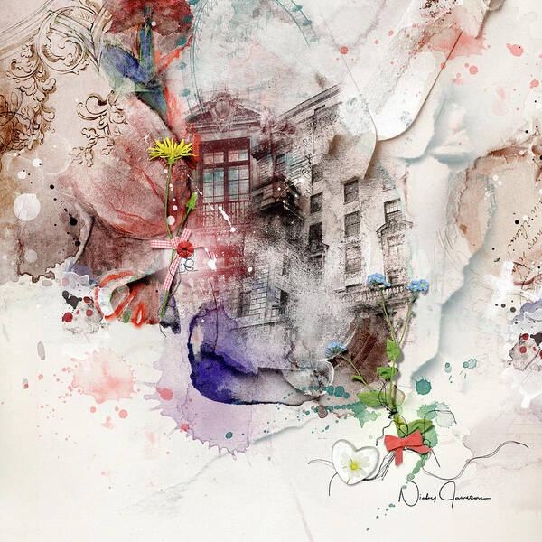 London Art Print featuring the mixed media London Bouquet by Nicky Jameson