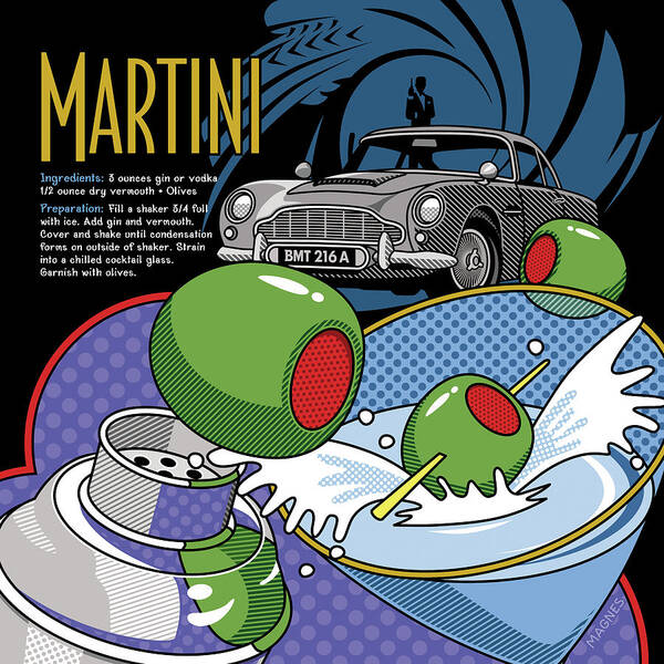 Pop Art Art Print featuring the digital art Martini with Recipe by Ron Magnes