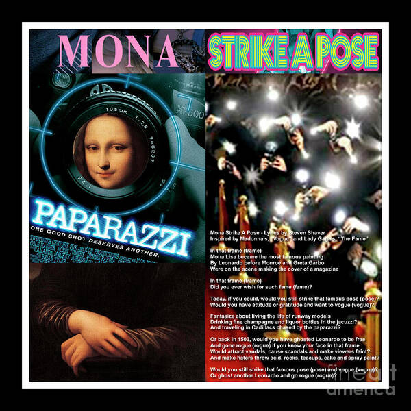 Mona Lisa Art Print featuring the mixed media Mona Lisa Strike A Pose - Mixed Media Record Album Covers Pop Art Collage Print by Steven Shaver