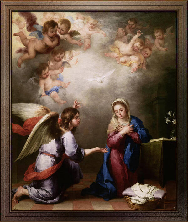 Annunciation Of The Blessed Virgin Mary Art Print featuring the painting Annunciation of the Blessed Virgin Mary by Bartolome Esteban Murillo by Rolando Burbon