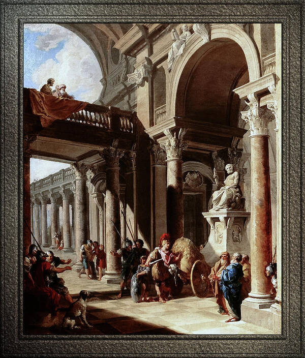 Alexander The Great Cutting The Gordian Knot Art Print featuring the painting Alexander the Great Cutting the Gordian Knot by Giovanni Paolo Pannini by Rolando Burbon