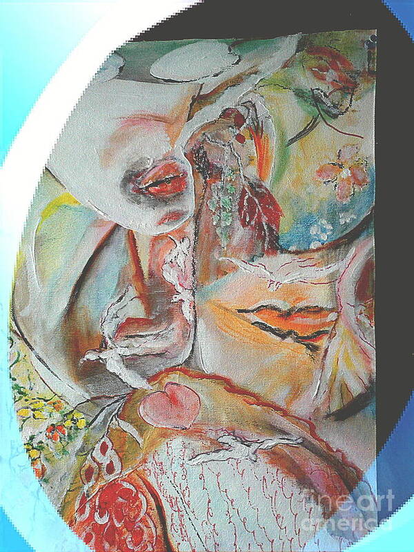 Abstract Art Print featuring the painting In between leafs and lovers by Subrata Bose