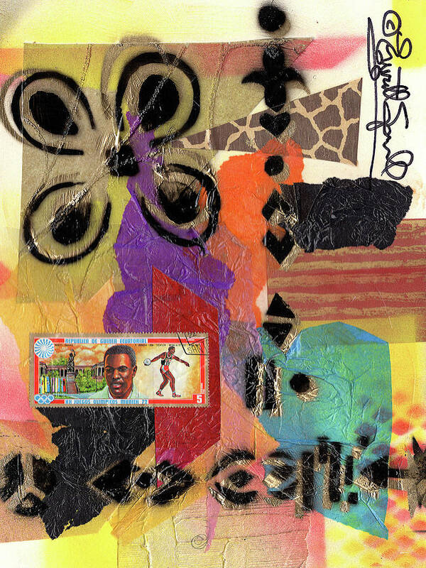 Everett Spruill Art Print featuring the painting Afro Collage - H by Everett Spruill