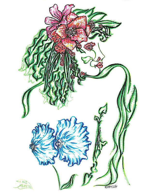 Eve Collection Art Print featuring the drawing Lady Lilly by Judith Herbert