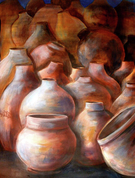 Pots Art Print featuring the painting Pots in Morocco by Patricia Rachidi