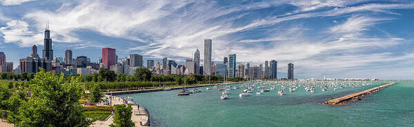 3scape Art Print featuring the photograph Chicago Skyline Daytime Panoramic by Adam Romanowicz