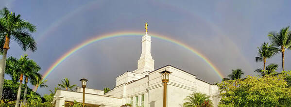 Kona Hawaii Temple Art Print featuring the photograph Kona Rainbow Temple by Denise Bird