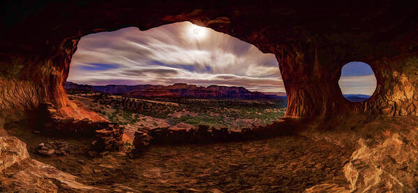 Night Landscape Art Print featuring the photograph Shaman's Cave by Moonlight by ABeautifulSky Photography by Bill Caldwell