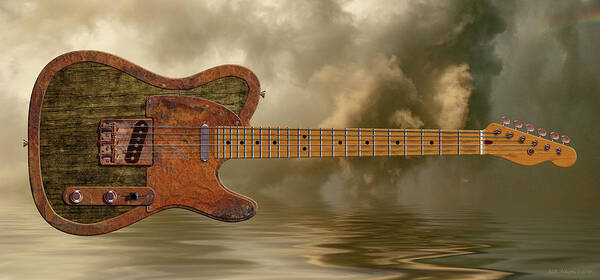 Telecaster Art Print featuring the digital art Stormcaster by WB Johnston