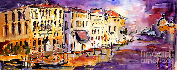 Italy Art Print featuring the painting Canale Grande Venice Italy by Ginette Callaway