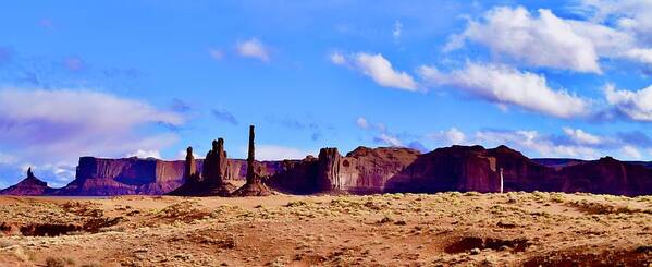 Totem Art Print featuring the photograph Totem Pole and Yeibichai Formations@Monument Valley by Bnte Creations