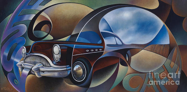 Route-66 Art Print featuring the painting Dynamic Route 66 by Ricardo Chavez-Mendez