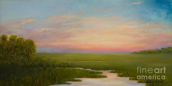 Southern Coastal Marshes Art Print featuring the painting Lowcountry Marsh by Audrey McLeod