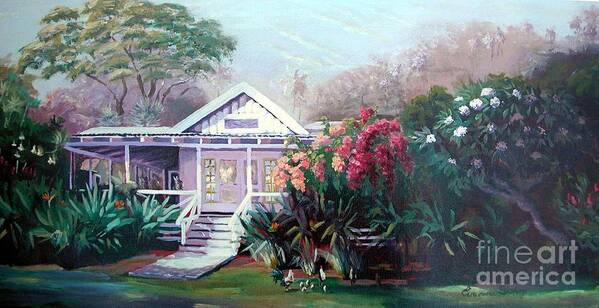Painted While On Location At The Waimea Cottages On Kauai Art Print featuring the pastel Waimea Dream by Evonne Bishop