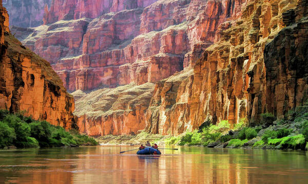 Grand Canyon Art Print featuring the painting Grand Canyon Colorado River Rafting by Christopher Arndt