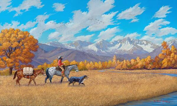 Mountain Man Art Print featuring the painting Passin' Through by Howard Dubois