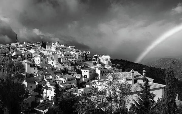Comares Art Print featuring the photograph Black and white town by Gary Browne