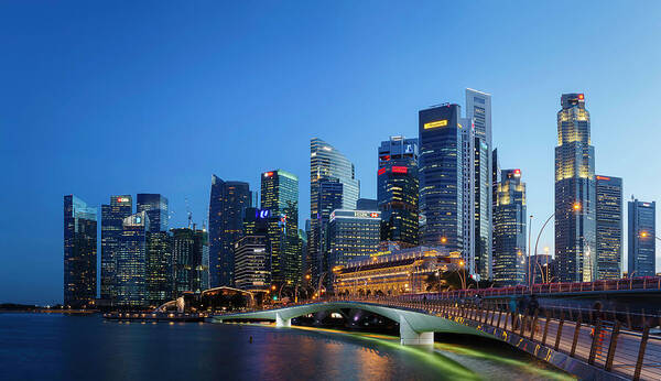 Panorama Art Print featuring the photograph Singapore Skyline Panorama #2 by Rick Deacon