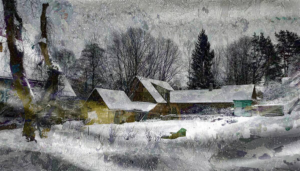 House Art Print featuring the mixed media My Jurmala in Winter by Aleksandrs Drozdovs