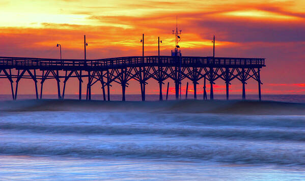North Carolina Art Print featuring the photograph Sunrise at Sunset Beach Pier by Dan Carmichael
